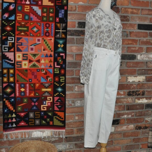 Ted Baker London White Denim Jeans, Braided Belt, Gold Stitching & Hardware 28 - Picture 2 of 13